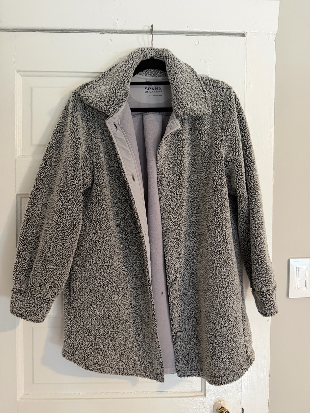 SPANX Light Gray Teddy Jacket with Button Front